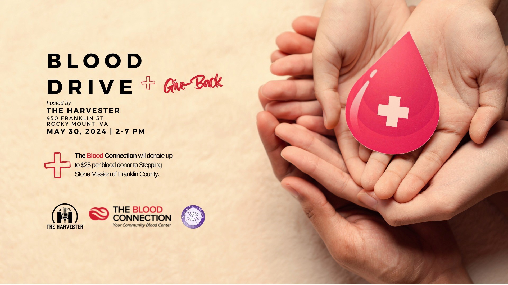 Image of Event Flyer for Blood Drive + Give Back
