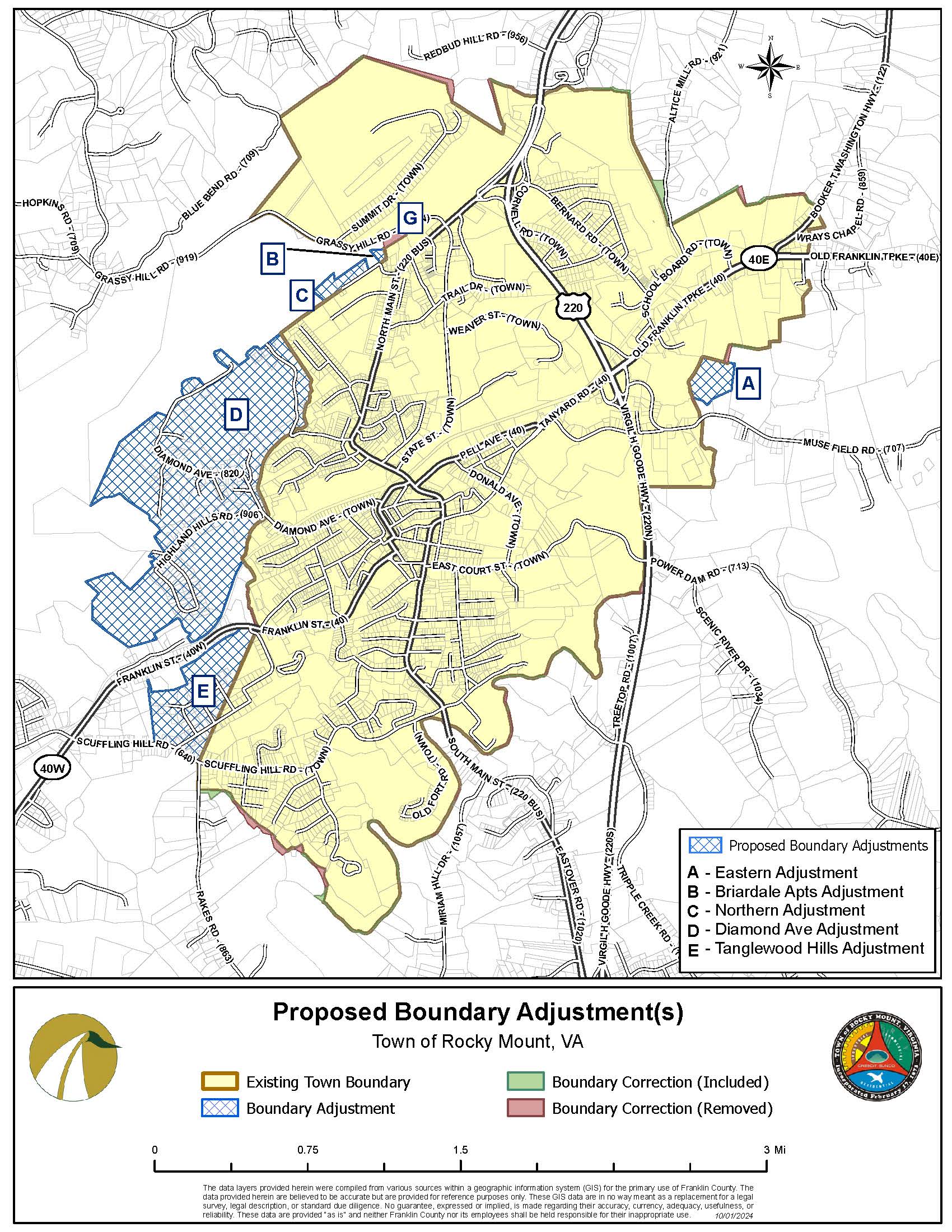 Updated Proposed Town of Rocky Mount Boundary Adjustment Map